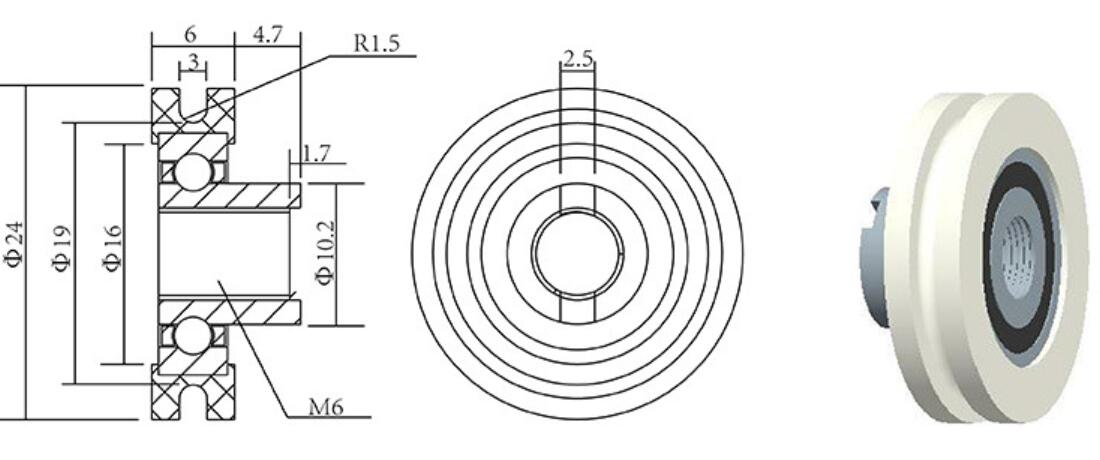 small plastic pulley drawing 