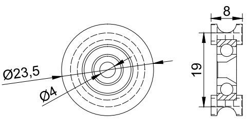 U groove bearings size 