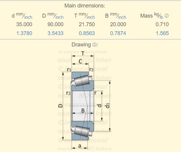 ST3590 Bearing Dimension