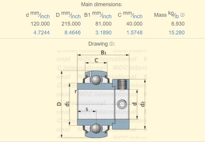 GE 120 KRRB Bearing Dimension 